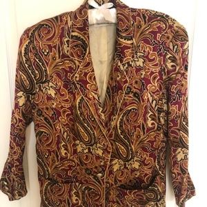 Vintage 100% Silk Paisley Blazer by Dana Buchman